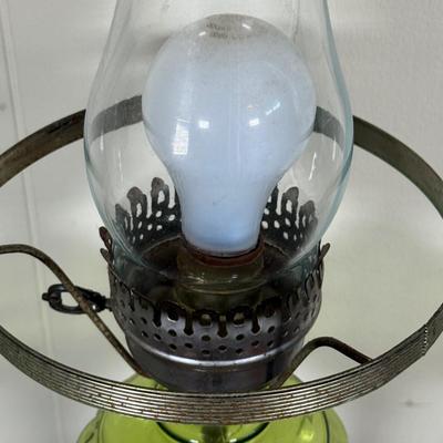 LOT 16X: Marble Base Green Glass Table Lamp