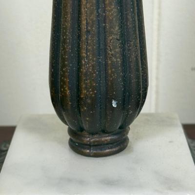 LOT 16X: Marble Base Green Glass Table Lamp