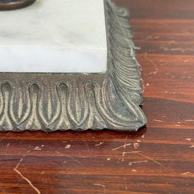 LOT 16X: Marble Base Green Glass Table Lamp