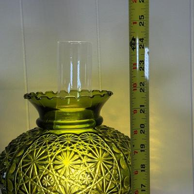 LOT 16X: Marble Base Green Glass Table Lamp