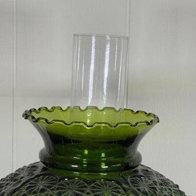 LOT 16X: Marble Base Green Glass Table Lamp