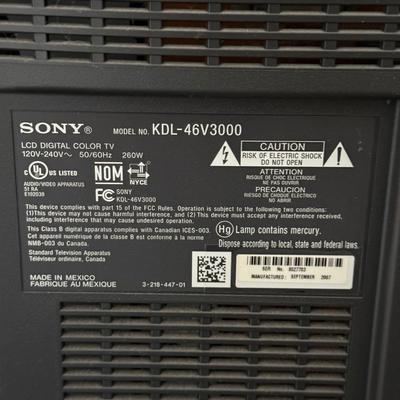 LOT 18Y: Sony Bravia TV Model KDL-46V3000