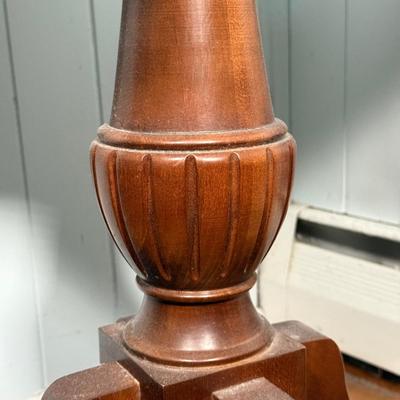 LOT 22Y: Vintage Brass Footed Circle Side Table w/ Matching Ceramic Table Lamps