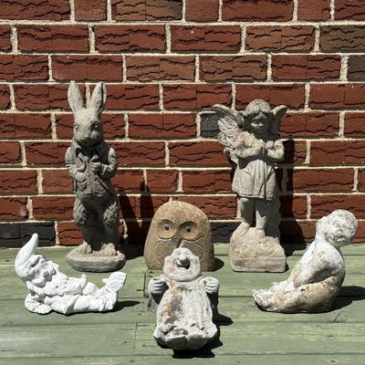 LOT 25P: Collection Of Concrete Yard Decor/Statues