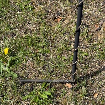 LOT 30: Garden Stake Metal Birdhouse w/ Shepherd's Hook, Wind Sculpture & Gazing Ball