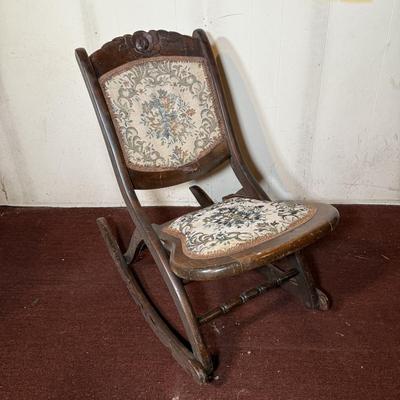LOT 32B: Vintage Folding/Cane Back Wooden Rocking Chairs