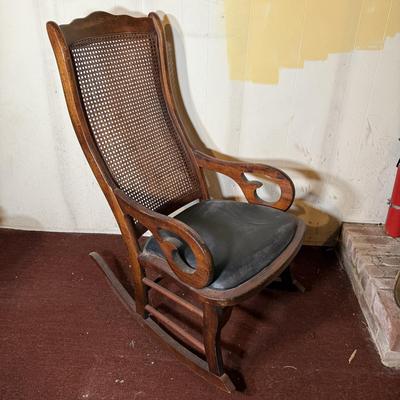 LOT 32B: Vintage Folding/Cane Back Wooden Rocking Chairs