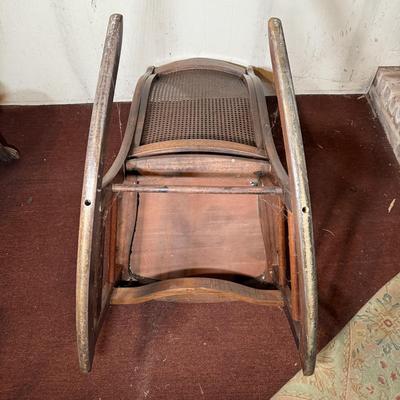 LOT 32B: Vintage Folding/Cane Back Wooden Rocking Chairs
