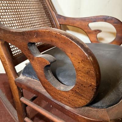 LOT 32B: Vintage Folding/Cane Back Wooden Rocking Chairs