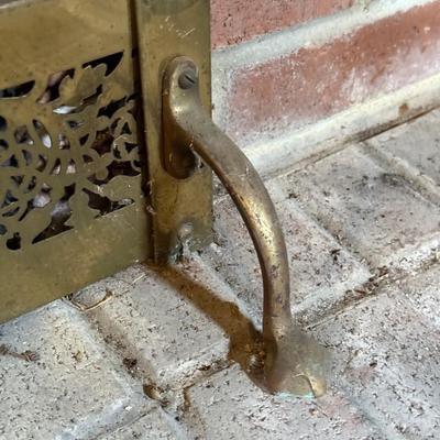 LOT 122B: Vintage Brass Fireplace Screen, Andirons, Tools & More!