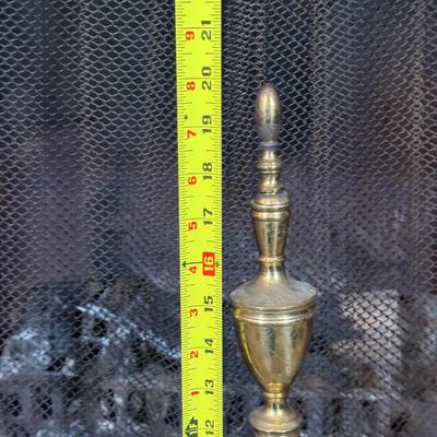 LOT 122B: Vintage Brass Fireplace Screen, Andirons, Tools & More!
