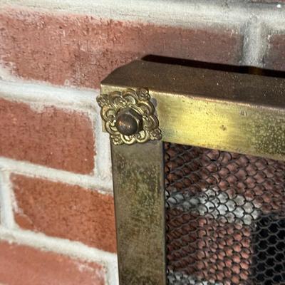 LOT 122B: Vintage Brass Fireplace Screen, Andirons, Tools & More!