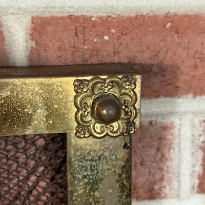 LOT 122B: Vintage Brass Fireplace Screen, Andirons, Tools & More!