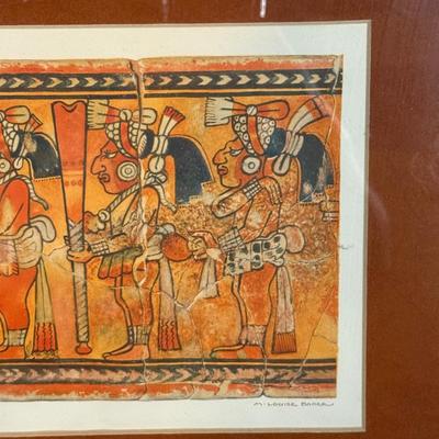LOT 126B: Framed Maya Painted Ceramic & Vintage York Pottery Vase