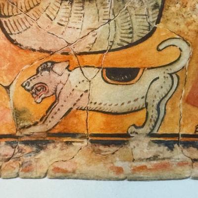 LOT 126B: Framed Maya Painted Ceramic & Vintage York Pottery Vase