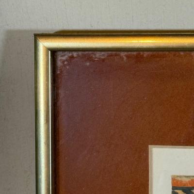 LOT 126B: Framed Maya Painted Ceramic & Vintage York Pottery Vase