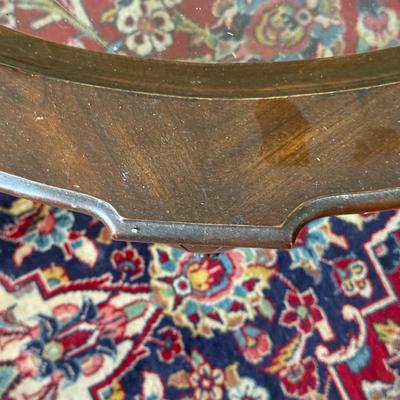 LOT 128L: Vintage Green Duncan Phyfe Style Sofa w/ Glass Top Coffee Table