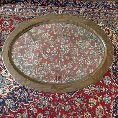 LOT 128L: Vintage Green Duncan Phyfe Style Sofa w/ Glass Top Coffee Table
