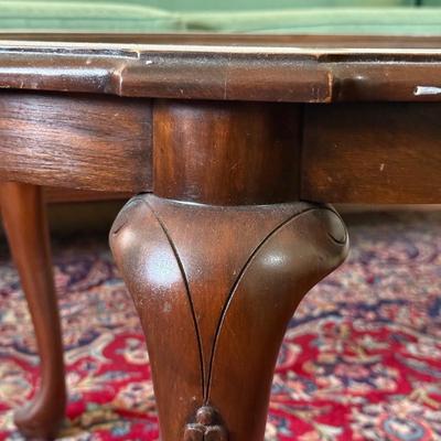 LOT 128L: Vintage Green Duncan Phyfe Style Sofa w/ Glass Top Coffee Table