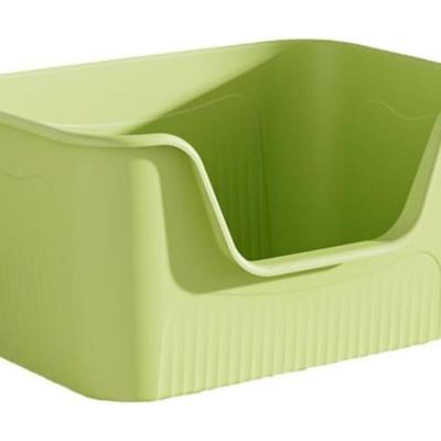 XL Oversized Open Top Cat Litter Box - Lime Green Splash Resistant, Durable, Easy to Clean Pet Toilet - 21" x 15" x 10" -...