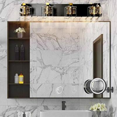 Aipsun Glass & Crystal 4-Light Black & Brass Bathroom Vanity Lighting Fixture SEE DESCRIPTION