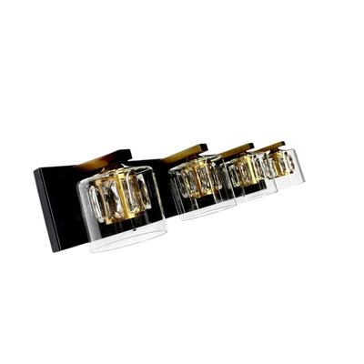 Aipsun Glass & Crystal 4-Light Black & Brass Bathroom Vanity Lighting Fixture SEE DESCRIPTION