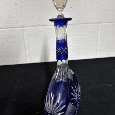 Blue Cut-Glass Decanter