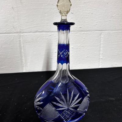 Blue Cut-Glass Decanter