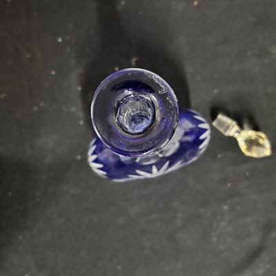 Blue Cut-Glass Decanter