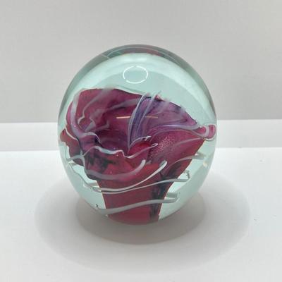 LOT 11: Gorgeous Pair of Art Glass Paperweights - One Signed and Dated by Artist