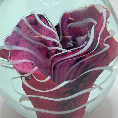 LOT 11: Gorgeous Pair of Art Glass Paperweights - One Signed and Dated by Artist