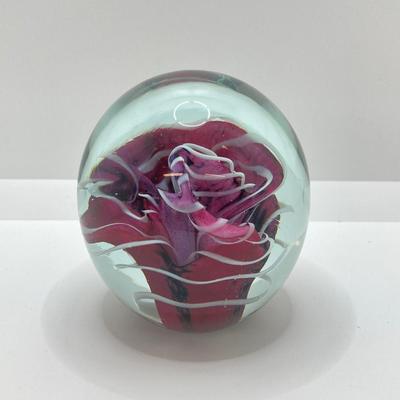 LOT 11: Gorgeous Pair of Art Glass Paperweights - One Signed and Dated by Artist