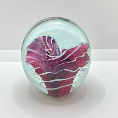 LOT 11: Gorgeous Pair of Art Glass Paperweights - One Signed and Dated by Artist