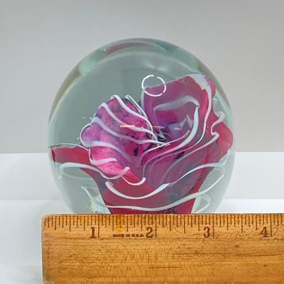 LOT 11: Gorgeous Pair of Art Glass Paperweights - One Signed and Dated by Artist