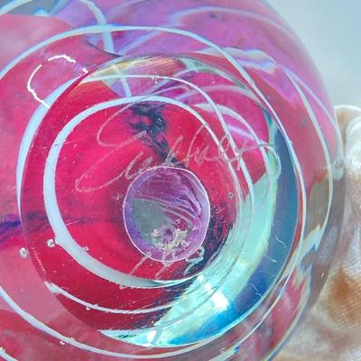 LOT 11: Gorgeous Pair of Art Glass Paperweights - One Signed and Dated by Artist