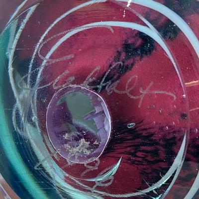 LOT 11: Gorgeous Pair of Art Glass Paperweights - One Signed and Dated by Artist