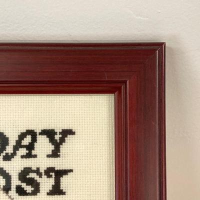 LOT 12: Framed Needle Point Merry Christmas "The Saturday Evening Post" Artwork