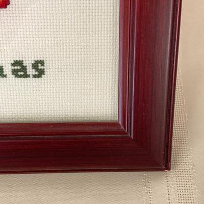 LOT 12: Framed Needle Point Merry Christmas "The Saturday Evening Post" Artwork