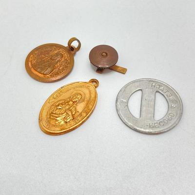 LOT 18: Large Collection of Religious Medals, Pins, Pendants and More
