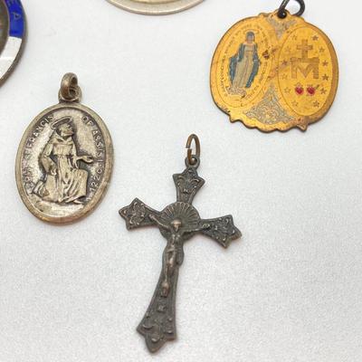 LOT 18: Large Collection of Religious Medals, Pins, Pendants and More