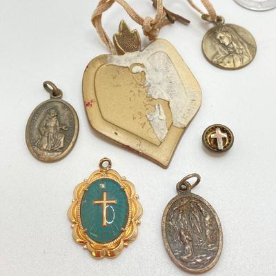 LOT 18: Large Collection of Religious Medals, Pins, Pendants and More