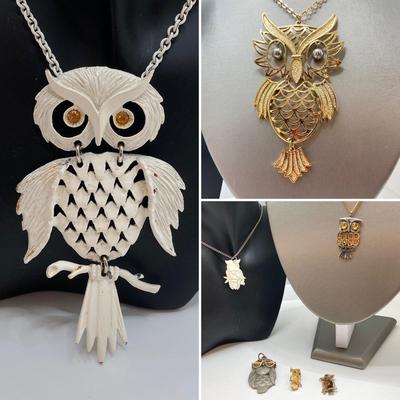 LOT 19: Collection of Owl Jewelry - Necklaces and Pendants (18" to 24")