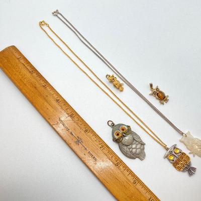 LOT 19: Collection of Owl Jewelry - Necklaces and Pendants (18" to 24")