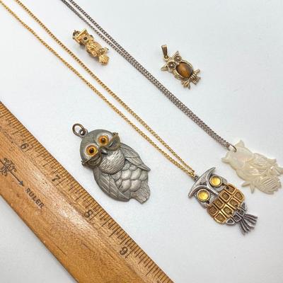 LOT 19: Collection of Owl Jewelry - Necklaces and Pendants (18" to 24")