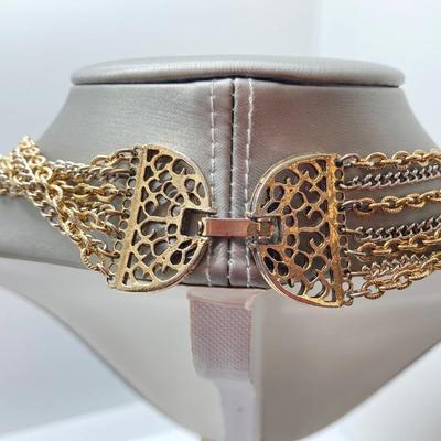 LOT 20: Multi Strand Necklace and Bracelet with Gold Tone Pendant Necklace