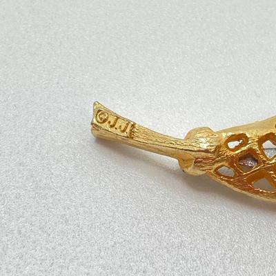 LOT 24: Large Collection of Gold Tone Jewelry - Pins, Brooches and Ring