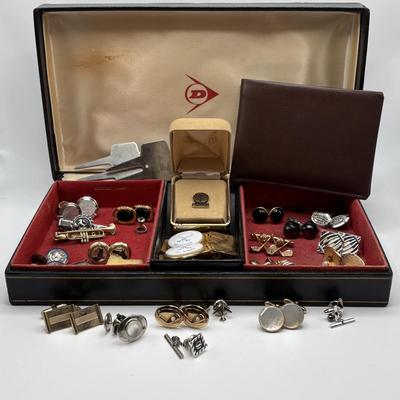 LOT 81 Men's Jewelry Collection: Cufflinks, Tie Clips, Buxton Wallet