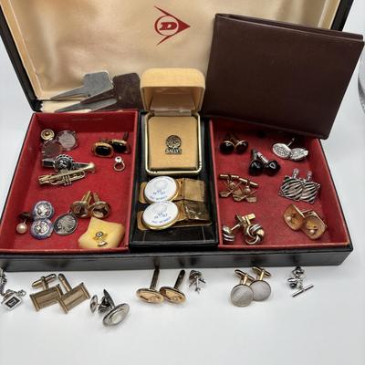 LOT 81 Men's Jewelry Collection: Cufflinks, Tie Clips, Buxton Wallet