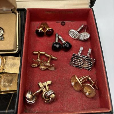 LOT 81 Men's Jewelry Collection: Cufflinks, Tie Clips, Buxton Wallet
