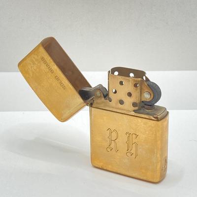 LOT 85: Vintage Lighters and Jewelry - Engraved Brass Zippo, Scripto and Stainless Steel Bracelet